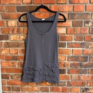 J. Crew womens Henley style ruffle tank top gray XS